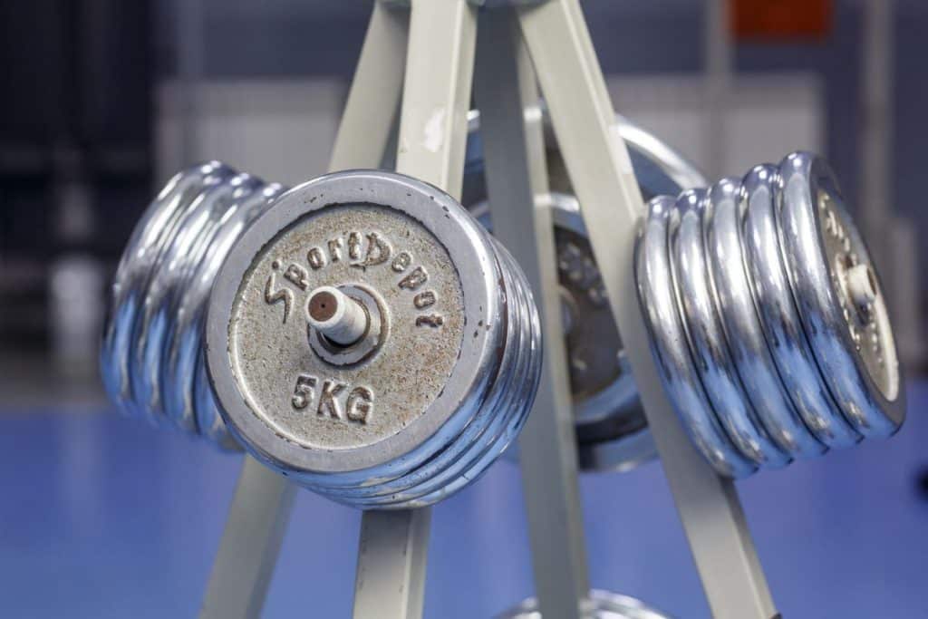 mancuernas cromadas gimnasio Mancuernas cromadas de 5 kg para gimnasio